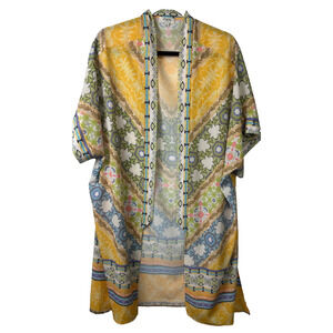 Umgee Duster Women Artsy Boho Gypsy Bell Sleeve Festival Maxi Kimono Size S A39